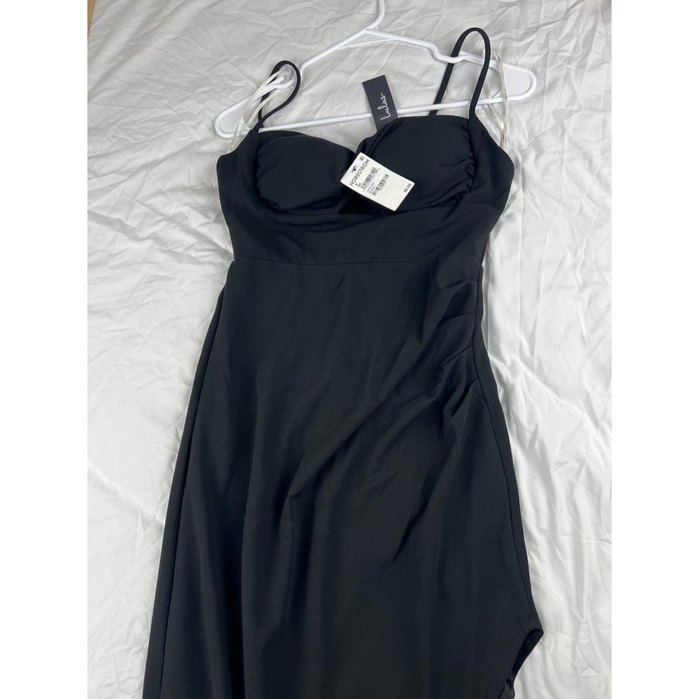 Lulus Going for the wow dress Black Cutout High‎ Slit Spaghetti Strap Formal - Picture 4 of 9